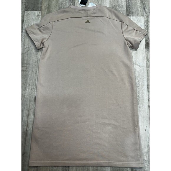 ADIDAS X Zoe Saldana Pattern Women's Sport T-shirt Dress Sz Large Tan Red Logo - Picture 7 of 9